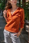Turuncu Apoletli Yarım Patlı Kaşkorse Bluz